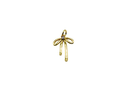 Bow Charm with Stone | 18K Gold-Filled & Silver Plated