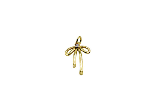 Bow Charm with Stone | 18K Gold-Filled & Silver