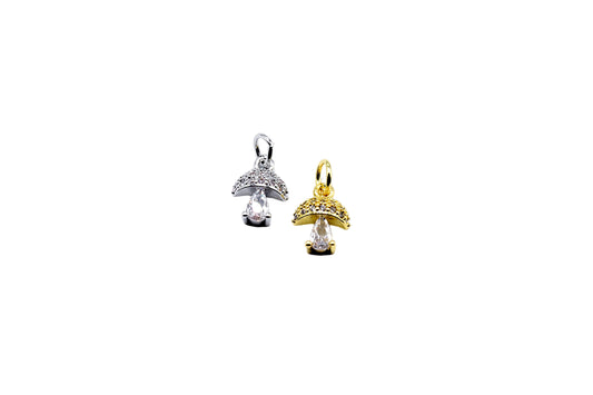 Crystal Mushroom Charm | 18K Gold-filled & Silver