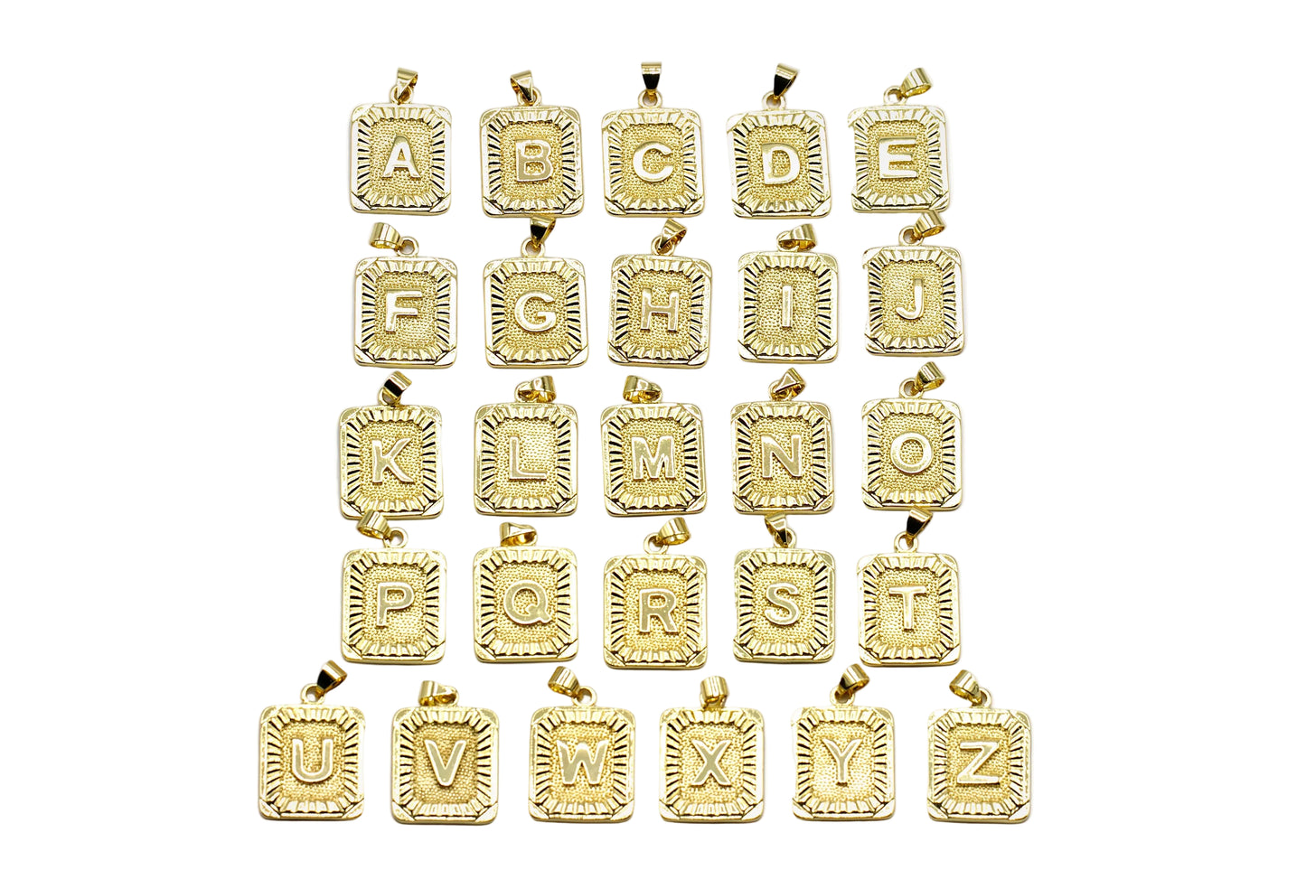 Initial Rectangular Letter Charm A–Z | 18K Gold-Filled & Silver