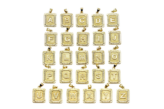 Initial Rectangular Letter Charm A–Z | 18K Gold-Filled & Silver