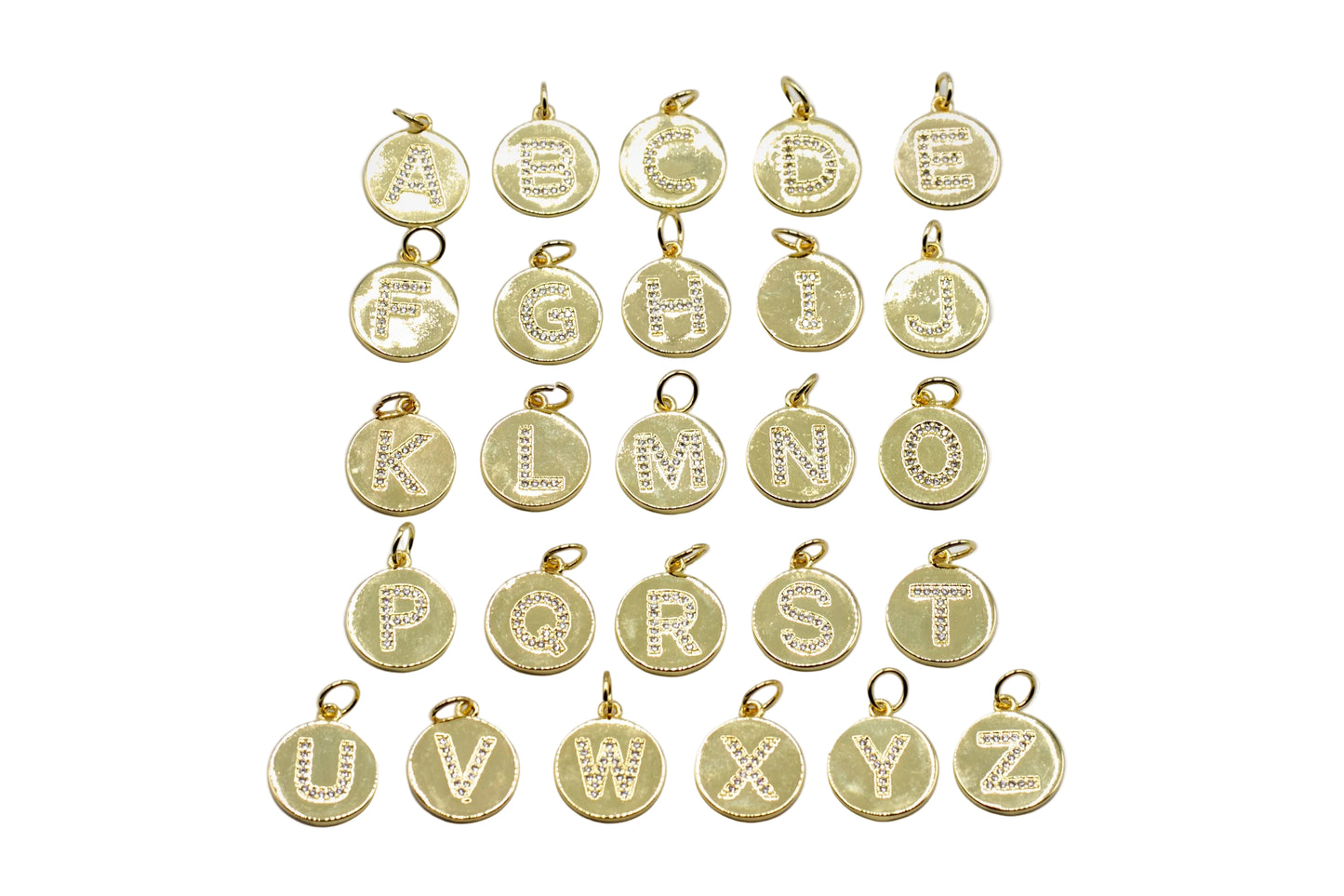 Round Initial Charm with Studs A–Z | 18K Gold-Filled