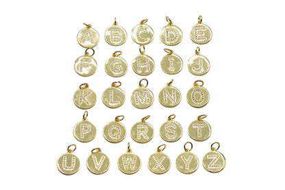 Round Initial Charm with Studs A–Z | 18K Gold-Filled