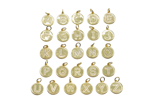Round Initial Charm with Studs A–Z | 18K Gold-Filled