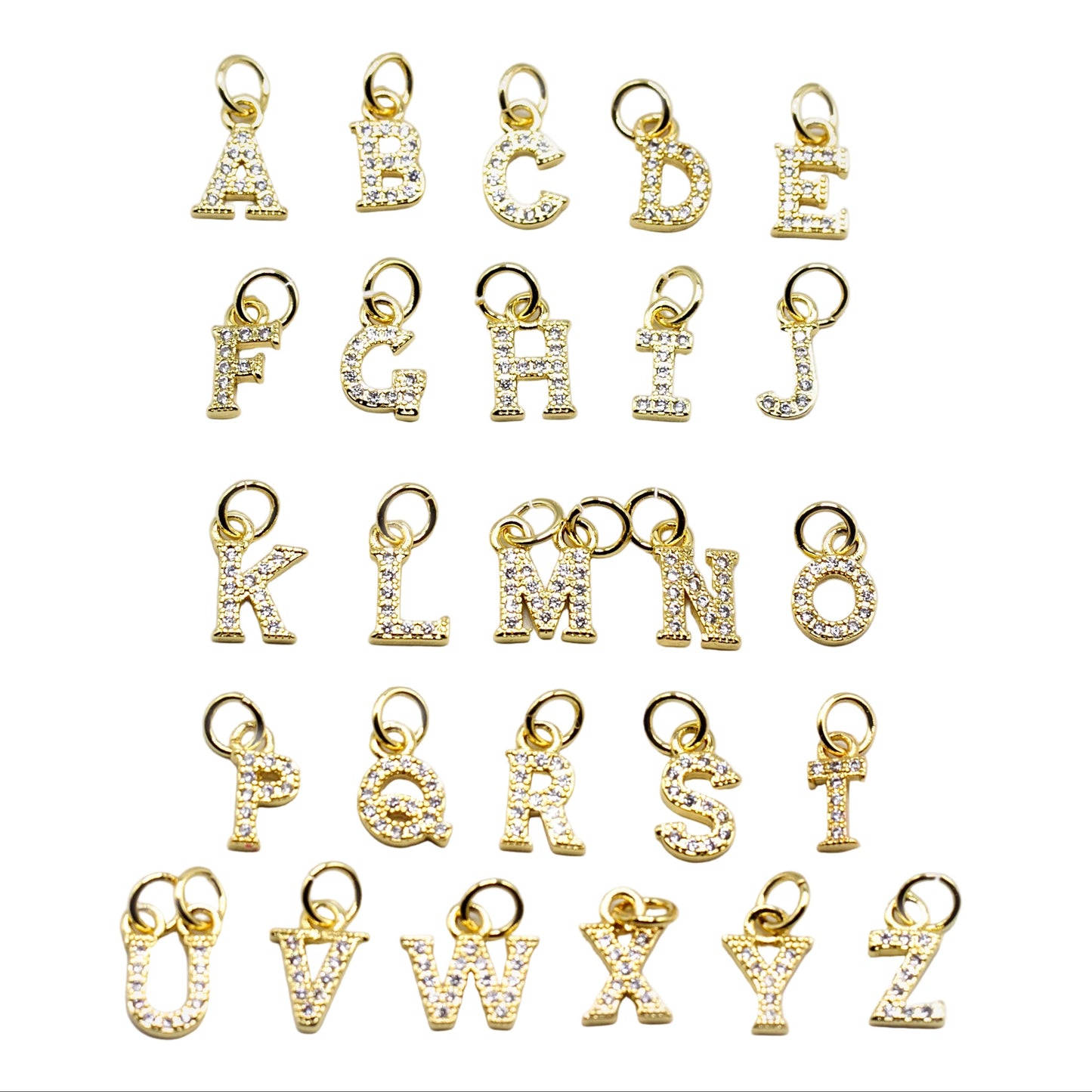 Sparkly Small Flat Initial Charm A–Z | 18K Gold Filled & Silver
