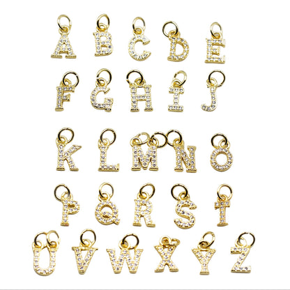 Sparkly Small Flat Initial Charm A–Z | 18K Gold Filled & Silver