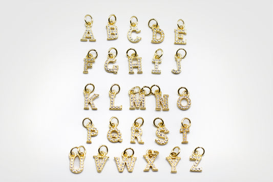 Sparkly Small Flat Initial Charm A–Z | 18K Gold Filled & Silver Plated