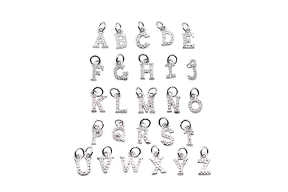 Sparkly Small Flat Initial Charm A–Z | 18K Gold Filled & Silver