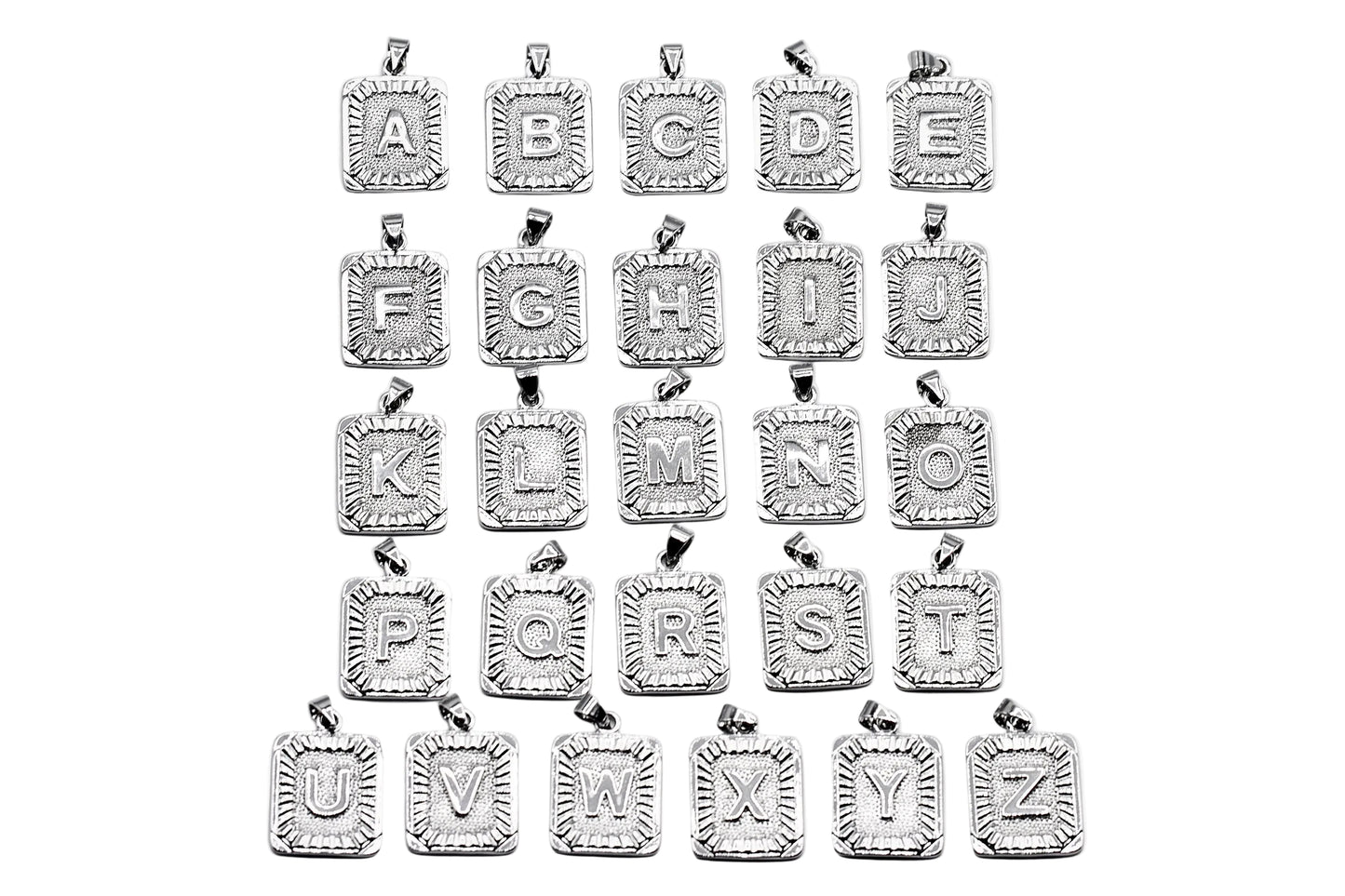 Initial Rectangular Letter Charm A–Z | 18K Gold-Filled & Silver