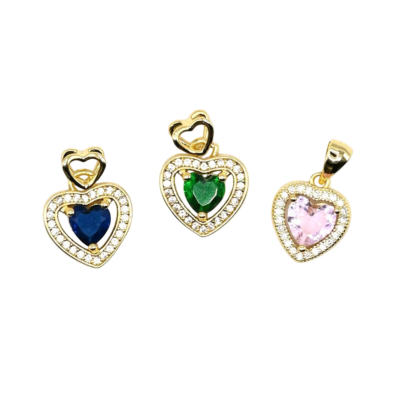 Crystal Heart Charm Pendant | 18K Gold-Filled
