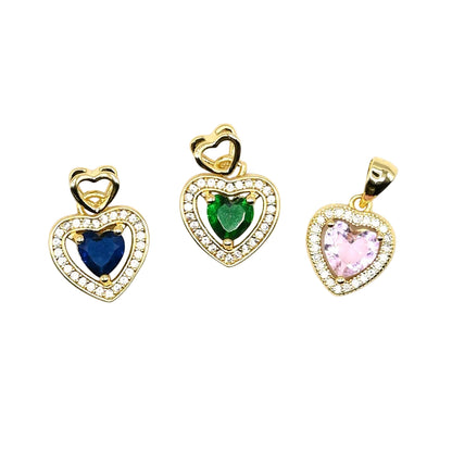 Crystal Heart Charm Pendant | 18K Gold-Filled