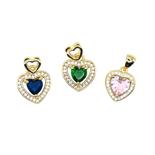 Crystal Heart Charm Pendant | 18K Gold-Filled