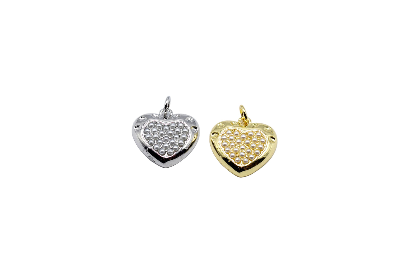 Romantic Pearl Heart Charm Pendant | 18K Gold-Filled & Silver Plated