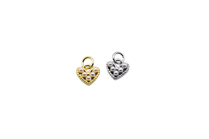 Mini Heart With Pearls Charm Pendant | 18K Gold-Filled & Silver Plated