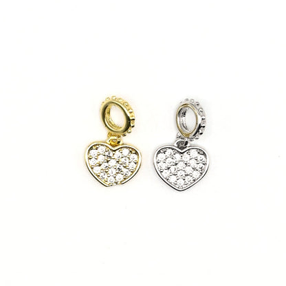 Crystal Heart With Ring Charm Pendant | 18K Gold-Filled & Silver Plated