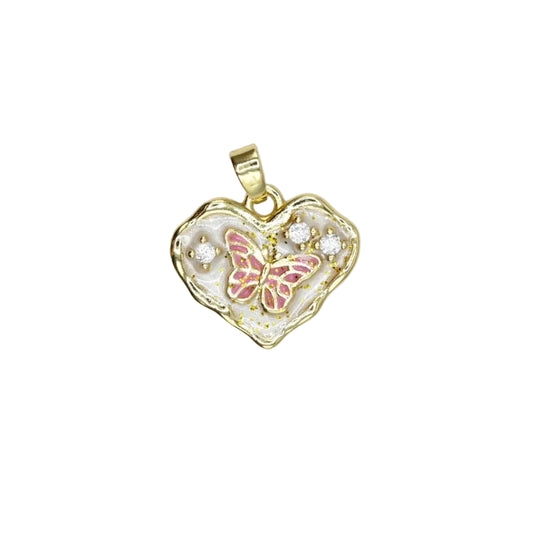 Butterfly Heart Charm Pendant | 18K Gold-Filled
