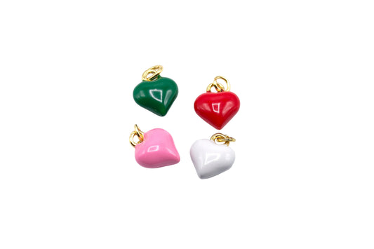 Colorful Mini Puffy Heart Charm Pendant | 18K Gold-Filled
