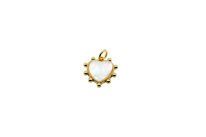 Mother of Pearl Sunburst Heart Charm | 18K Gold-Filled