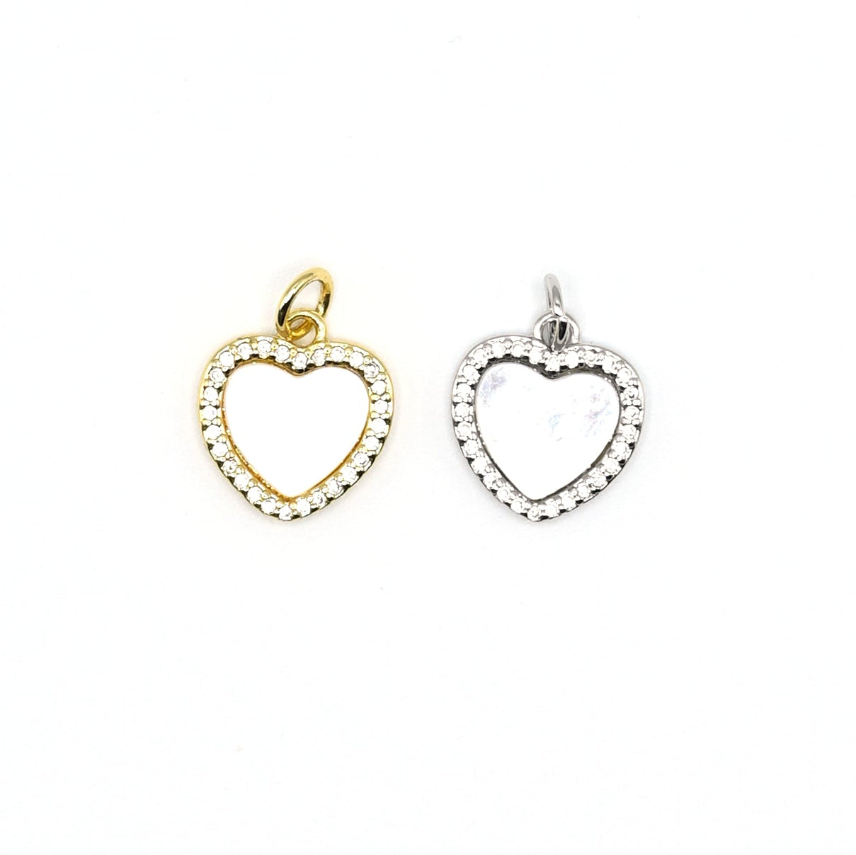 Mother of Pearl Heart With Studs Charm Pendant | 18K Gold-Filled & Silver Plated