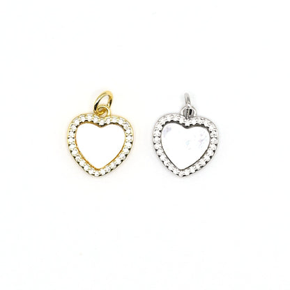Mother of Pearl Heart With Studs Charm Pendant | 18K Gold-Filled & Silver Plated