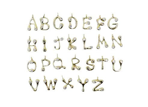 Modern Letter Charm With Studs A–Z | 18K Gold-filled
