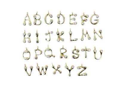 Modern Letter Charm With Studs A–Z | 18K Gold-filled