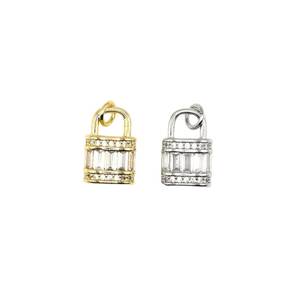 Studded Lock Charm Pendant | 18K Gold-Filled & Silver Plated
