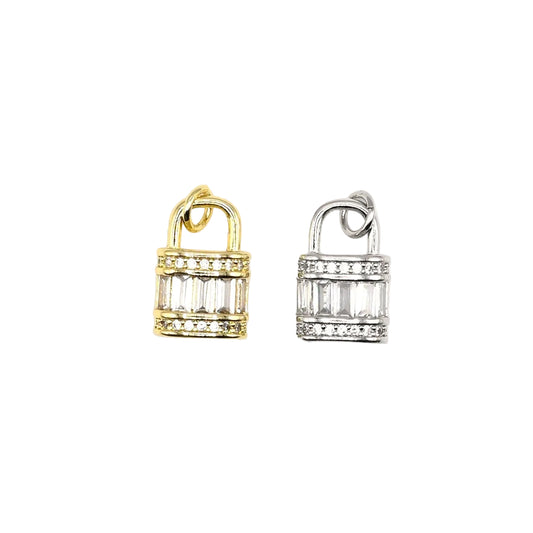Studded Lock Charm Pendant | 18K Gold-Filled & Silver
