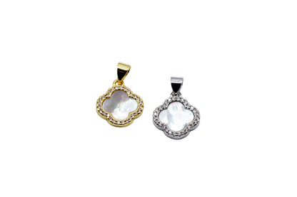 Mother of Pearl Clover Charm Pendant | 18K Gold-Filled & Silver Plated