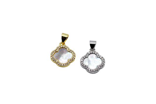 Mother of Pearl Clover Charm Pendant | 18K Gold-Filled & Silver