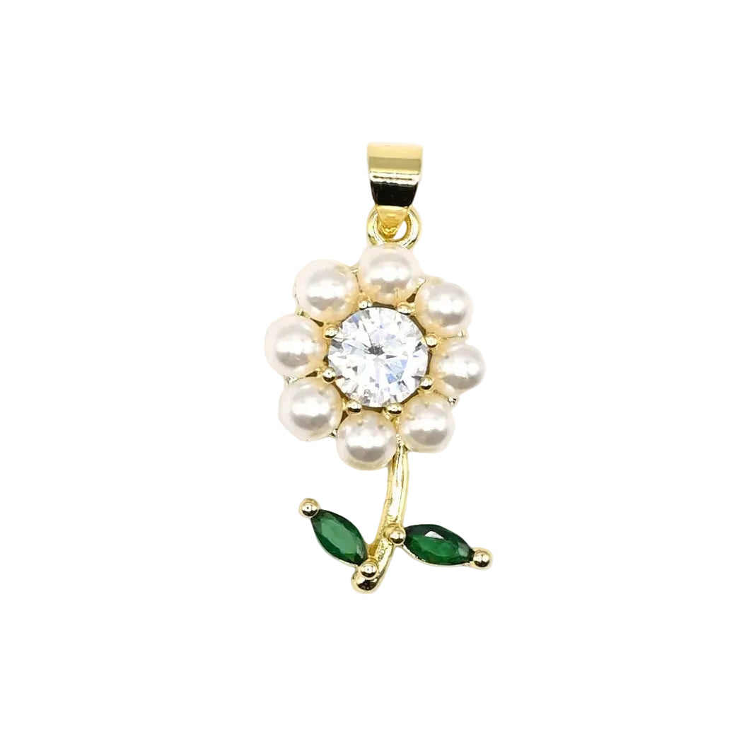 Pearl Flower Charm Pendant | 18K Gold-Filled