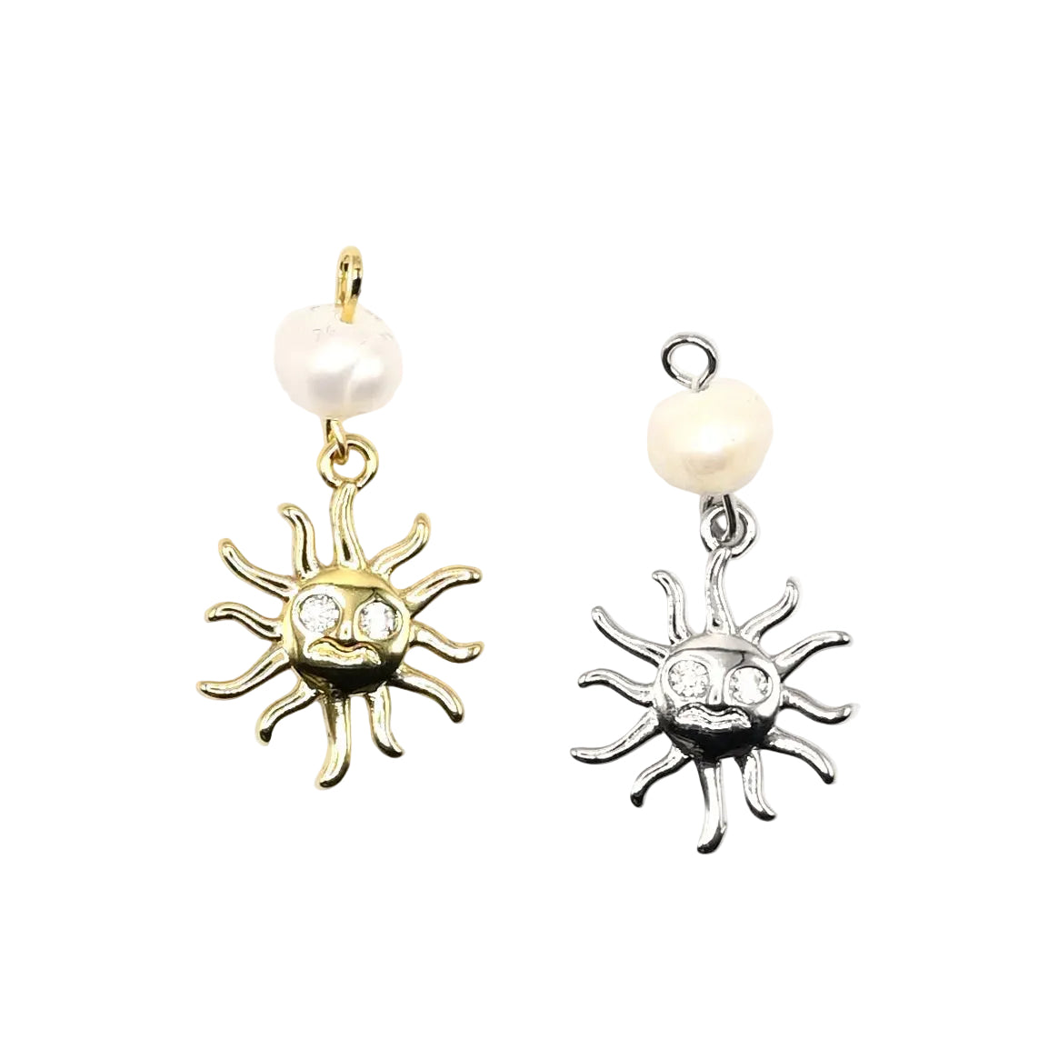 Pearl Sun Charm Pendant | 18K Gold-Filled & Silver Plated