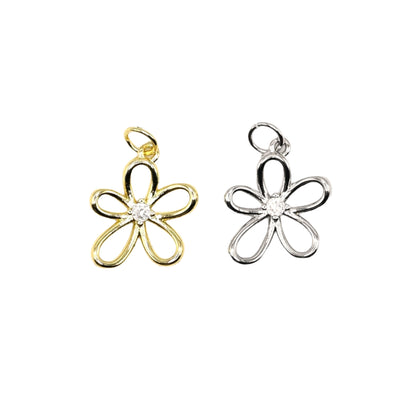 Open Petal Daisy Charm Pendant | 18K Gold-Filled & Silver Plated