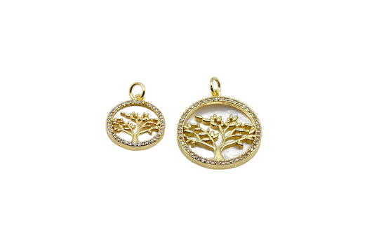 Tree Of Life Mother Of Pearl Charm Pendant | 18K Gold-Filled