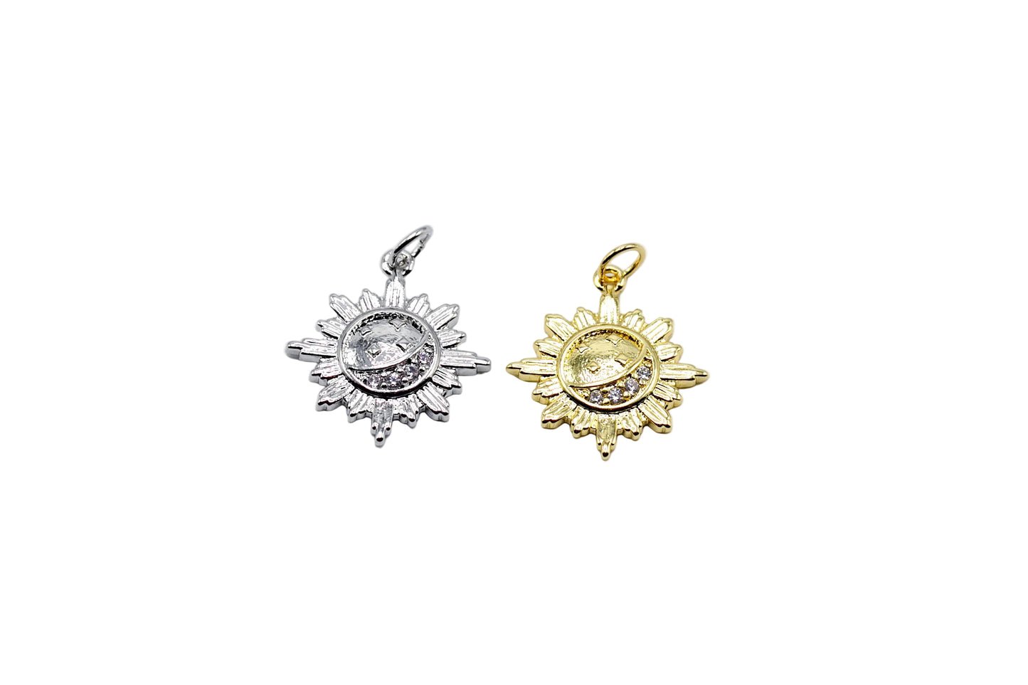 Celestial Eye Sunburst Charm Pendant | 18K Gold-Filled & Silver Plated