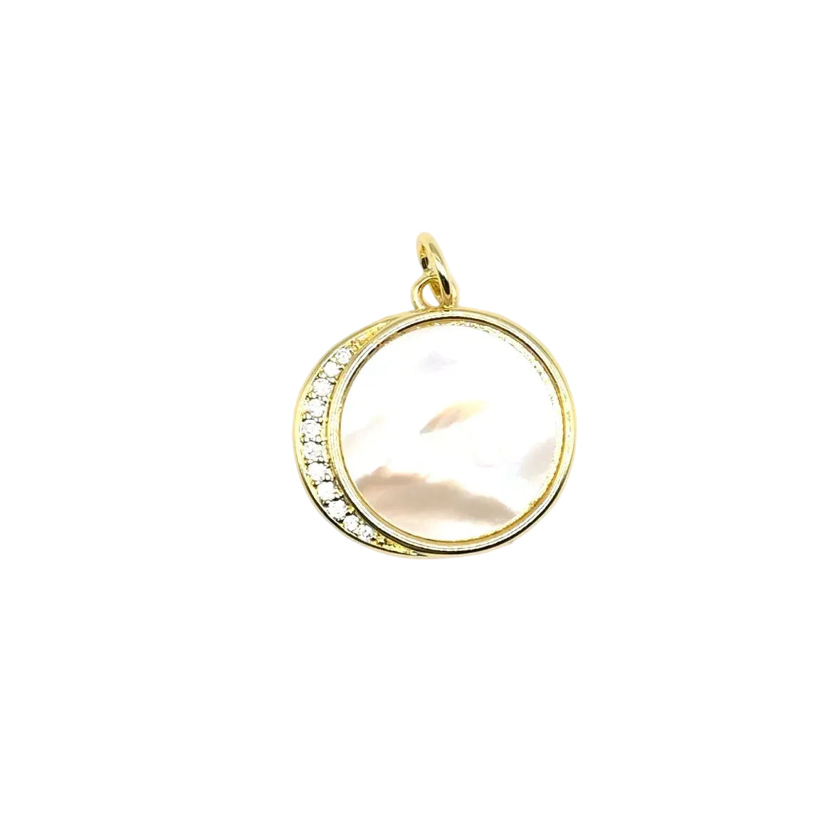 Mother of Pearl Moon Disc Charm | 18K Gold-Filled