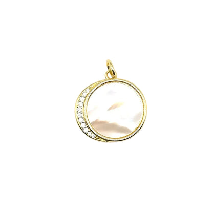 Mother of Pearl Moon Disc Charm | 18K Gold-Filled