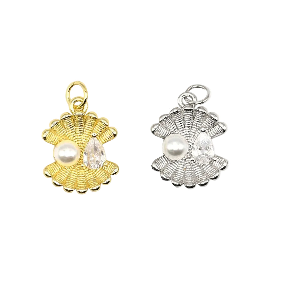 Pearl Seashell Charm Pendant | 18K Gold-Filled & Silver Plated