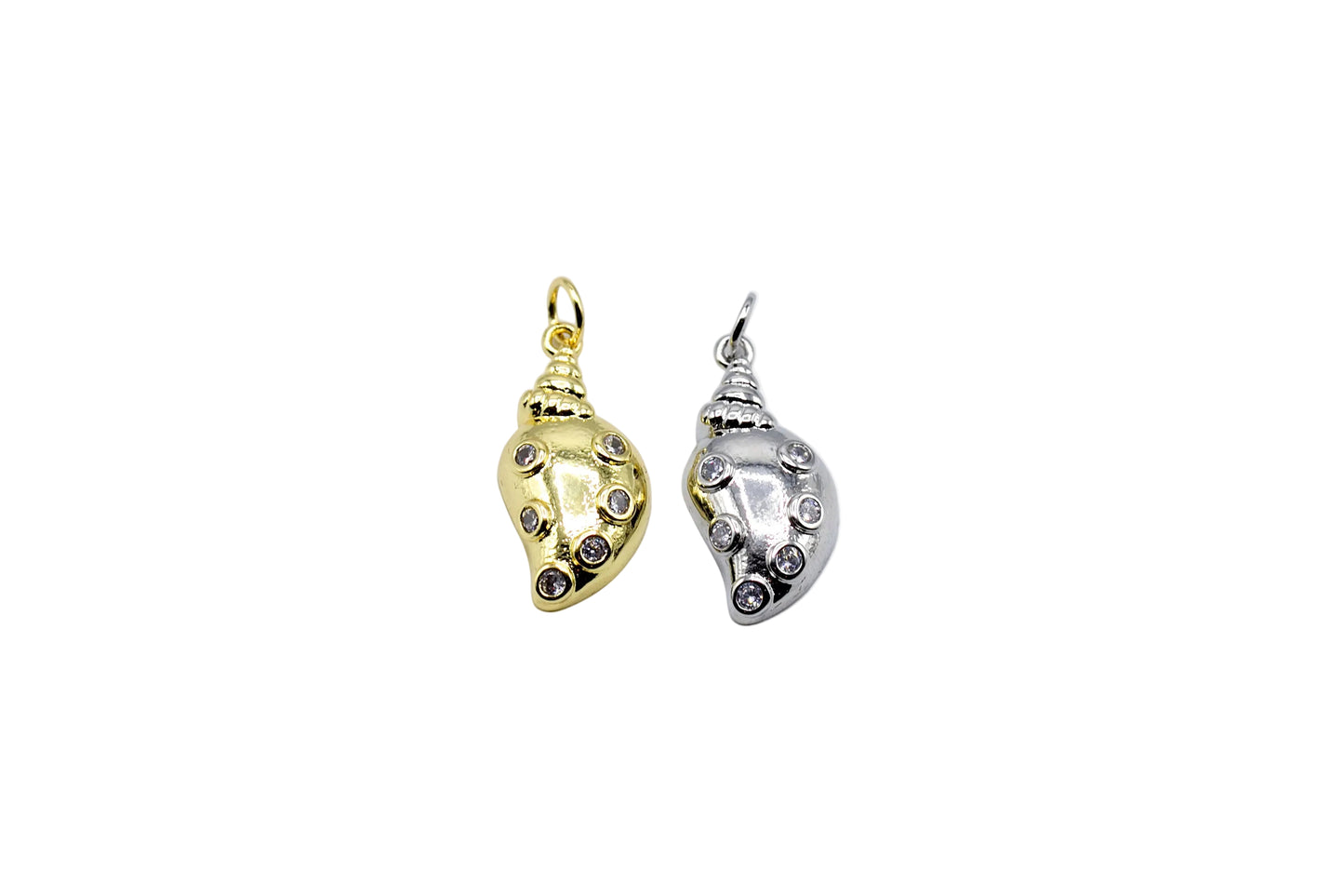 Crystal Seashell Charm Pendant | 18K Gold-Filled & Silver Plated
