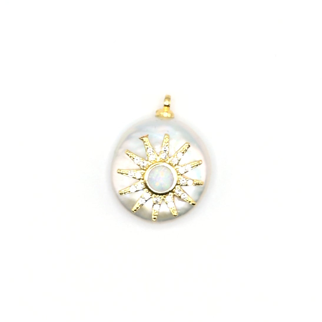 Mother of Pearl Sunburst Charm Pendant | 18K Gold-Filled