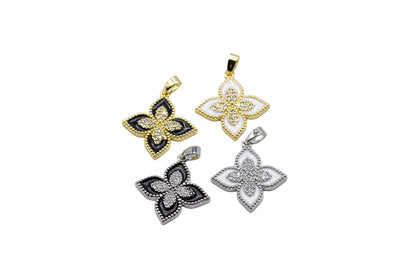 Sparkling Enamel Flower Charm Pendant | 18K Gold-Filled & Silver Plated