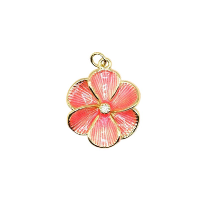 Large Peach Flower Charm Pendant | 18K Gold-Filled