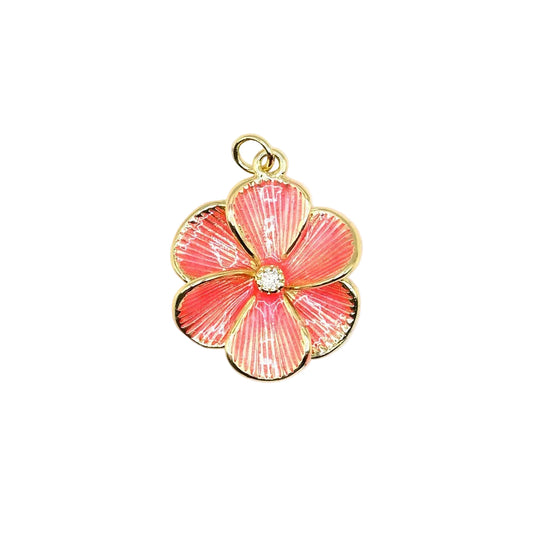 Large Peach Flower Charm Pendant | 18K Gold-Filled