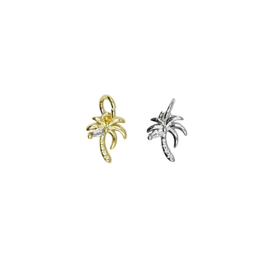 Mini Crystal Palm Tree Charm Pendant | 18K Gold-Filled & Silver