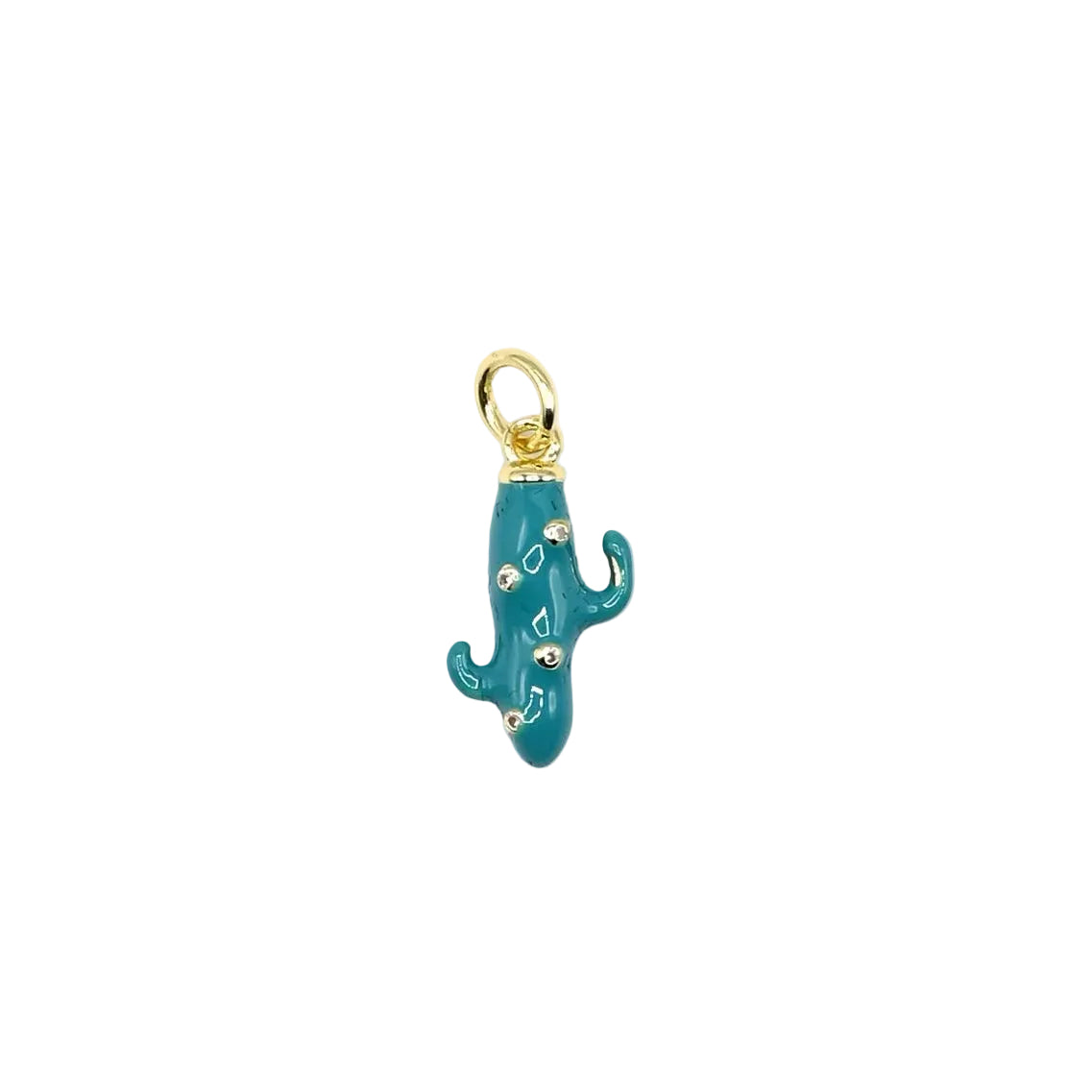 Turquoise Cactus Charm Pendant | 18K Gold-Filled