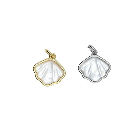 Mother of Pearl Seashell Charm Pendant | 18K Gold-Filled & Silver