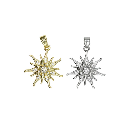 Crystal Sun Charm Pendant | 18K Gold-Filled & Silver
