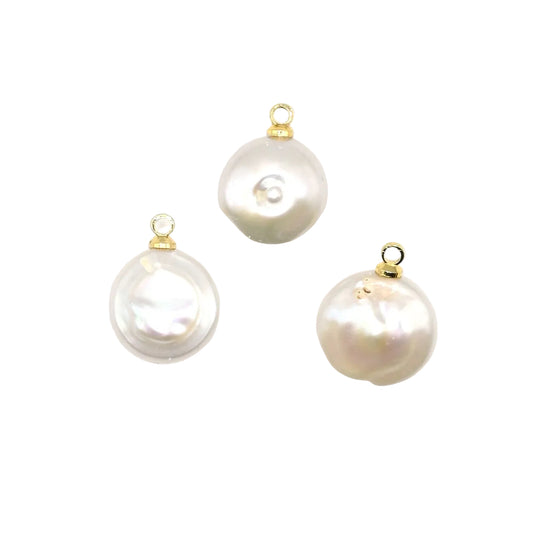 Coin Freshwater Pearl Charm Pendant | 18K Gold-Filled