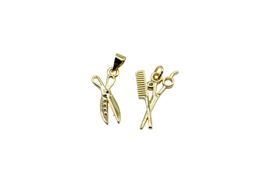 Hair Scissors Charm Comb & Scissors Charm Pendant | 18K Gold-Filled