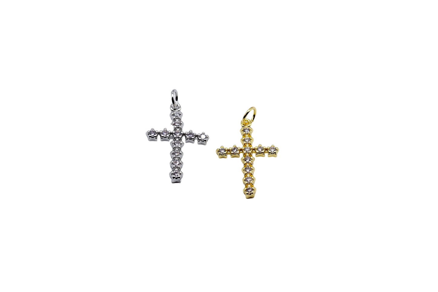 Crystal Cross Charm Pendant | 18K Gold-Filled & Silver Plated